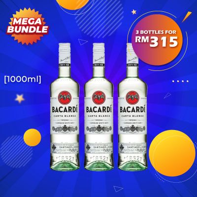 Mega Big Bundle - Bacardi Carta Blanca Superior White Rum [1000ML] x 3